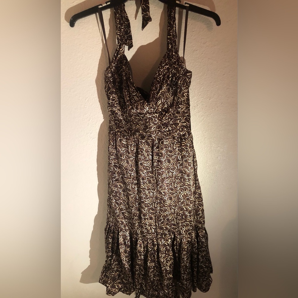 BCBGMaxAzria Strapless Brown and Cream Dress